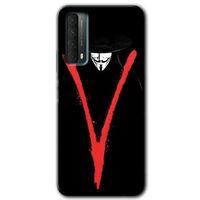 MRCİLETİSİM Huawei P Smart 2021 Kılıf Baskılı Kapak - V for +Tam Kaplayan Mat Seramik