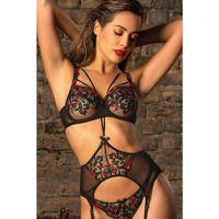 Golshan Grace Garter Lace Belt , Kadın Siyah Çiçekli Güpür Şık Jartiyer