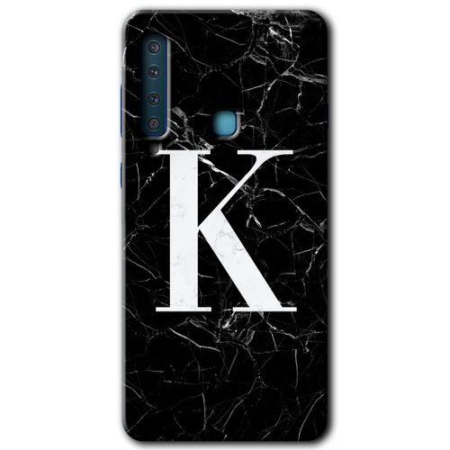 Potkal Hediye Fabrikası Samsung Galaxy A9 2018 Kılıf HD Desen Baskılı Arka Kapak - Siyah Mermer Desenli K Harfi