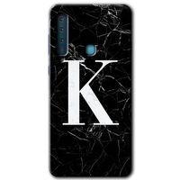 Potkal Hediye Fabrikası Samsung Galaxy A9 2018 Kılıf HD Desen Baskılı Arka Kapak - Siyah Mermer Desenli K Harfi