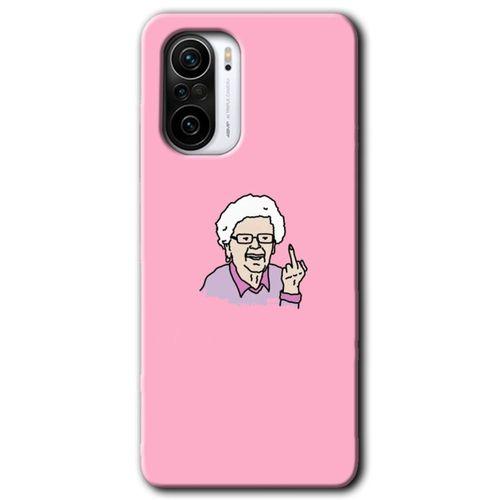 Xiaomi Redmi K40 Kılıf HD Desen Baskılı Arka Kapak + Temperli Cam - Bad Grandmother