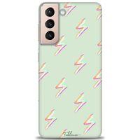 Samsung Galaxy S21 Kılıf HD Baskılı Kılıf - Şimşekler + Tam Ekran Koruyucu