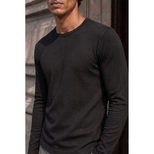 Ribera Regular Fit Pamuklu Likralı Fitilli Erkek Sweatshirt - Siyah