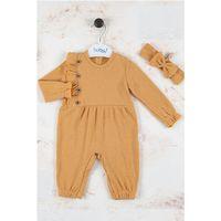 Düğme Detaylı Bandanalı % 100 Pamuk Kız Bebek Tulumu