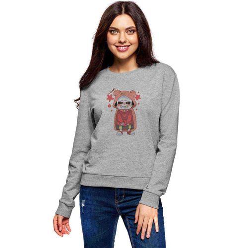Undertale B Boss Baskılı Gri Kadın Sweatshirt