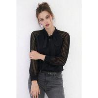 Kadın Uzun Kollu Reglan Kol Detaylı Tüllü Yakadan Bağlamalı Sandy Bluz