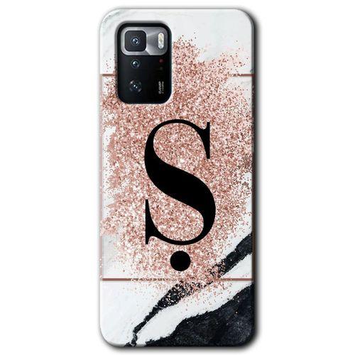 Poco x3 GT Kılıf HD Desen Baskılı Arka Kapak - Pembe Mermer Desenli Ş Harfi + Kırılmaz Cam