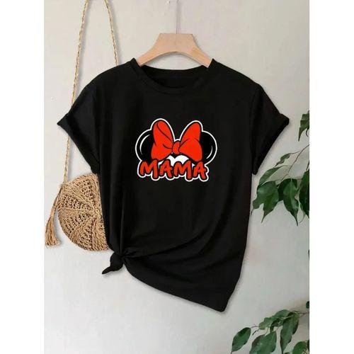 Anneler Günü Hediye Anne Temalı Baskılı Oversize Bisiklet Yaka T-shirt - Siyah