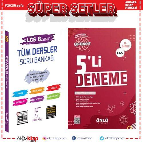 Karekök Yayınları 8.Sınıf LGS Tüm Dersler Soru Bankası ve Ünlü 5 li Deneme Seti 2 Kitap
