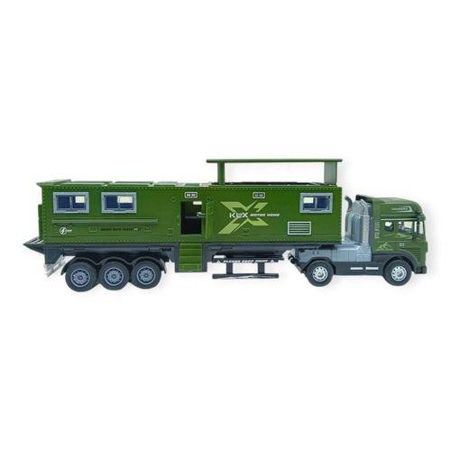 Metal Tır 1:24 - Sesli Işıklı Karavan Tır 39 cm - Yeşil