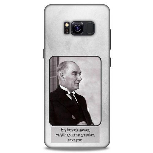 Samsung Galaxy S8 Kılıf Atatürk (1) Kılıfı Açık Gri