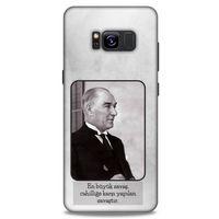 Samsung Galaxy S8 Kılıf Atatürk (1) Kılıfı Açık Gri