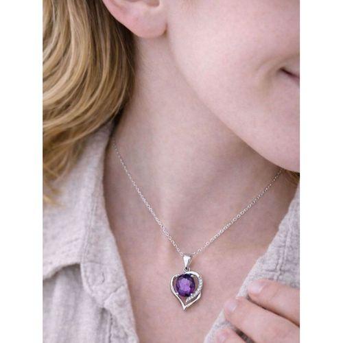 Ametist Taşlı Gümüş Kalbimin Yarısı Kadın Gümüş Kolye