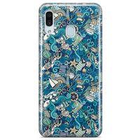 Samsung Galaxy A30 Kılıf Doodle Gemi Turları Arka Kapak Koruma Desenli Full Koruyucu