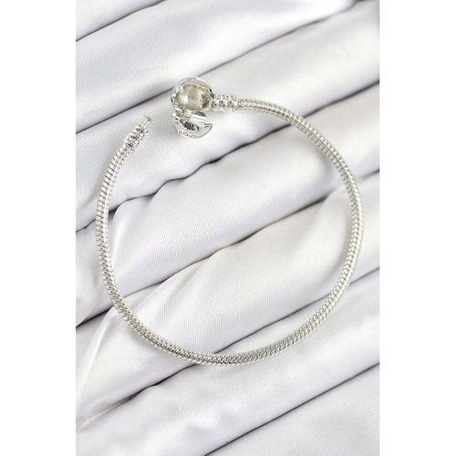 Pirinç Charm Topcuk Model Gümüş Renk Kadın Bileklik