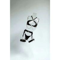 Siyah Harness Takım Zincir Detaylı Jartiyerli Suni Deri - Brf1330