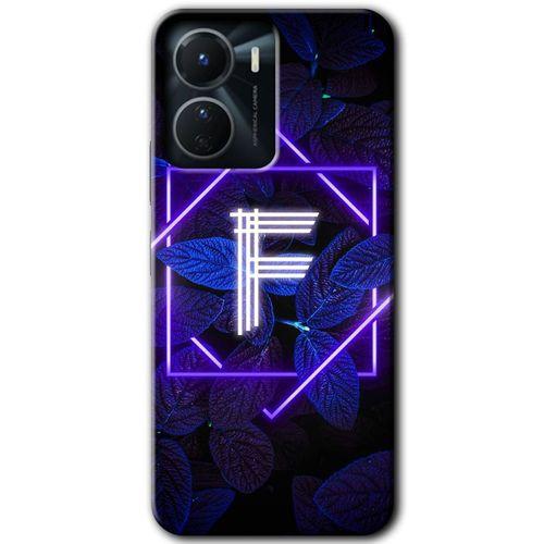 Vivo Y16 Kılıf HD Desen Baskılı Arka Kapak - Dark Neon Yaprak F Harfi