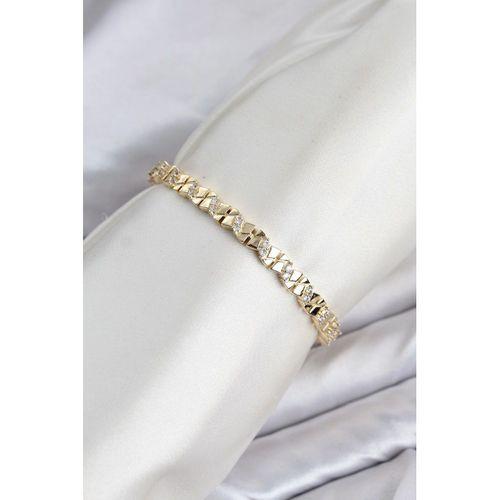 CM Model Zirkon Taşlı VIP Seri Gold Renk Pirinç Kadın Bileklik