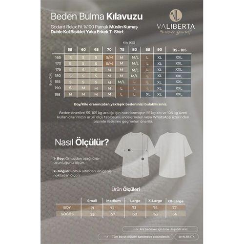 Godard Relax Fit %100 Pamuk Müslin Kumaş Duble Kol Bisiklet Yaka Erkek T-Shirt - Lacivert