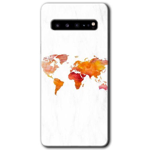 Samsung Galaxy S10 Plus HD Baskılı Kılıf + 9D Tam Ekran Koruyucu - Dünya Haritası