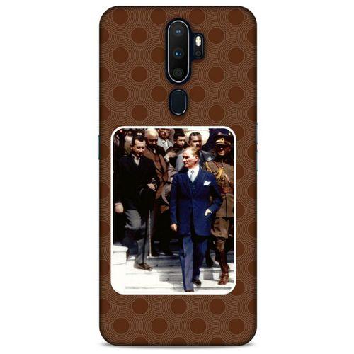 Oppo A9 2020 Kılıf Atatürk (23) Ultra Koruma Kılıfı Kahve Yuvarlak