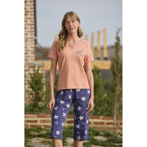 Deniz Yıldızı Desenli Ve Baskılı Önü Düğmeli "listen The Song Of The Sea" Kapri Takımı