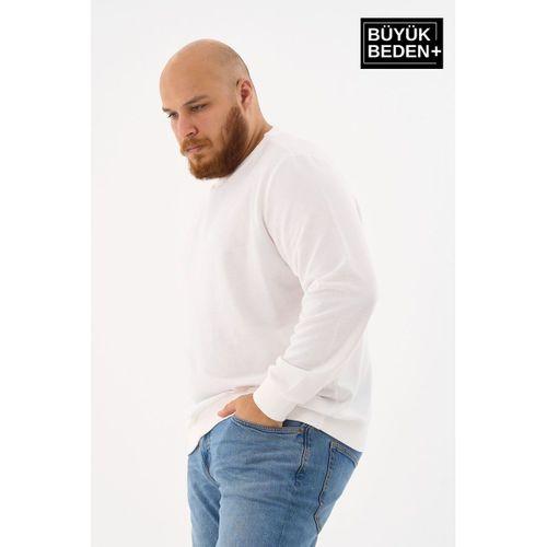 Erkek Büyük Beden Bisiklet Yaka ince Sweatshirt SPR24BSW56