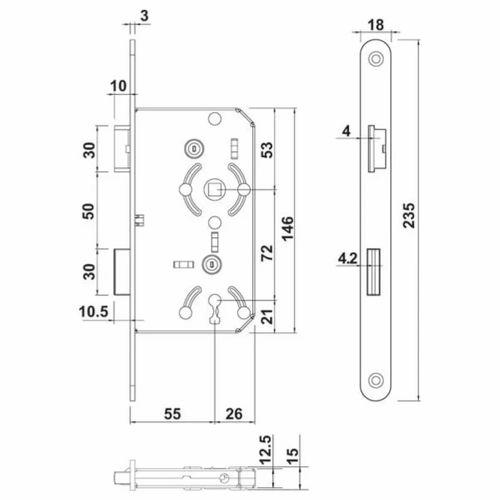 Hafele 55 mm Eksen Oval Oda Kilidi Sağ Dilli