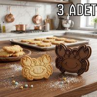 3Lü Yengeç Figürlü Hamur Şekillendirici Kurabiye Kalıbı Oyun Hamuru Kalıbı 9 cm
