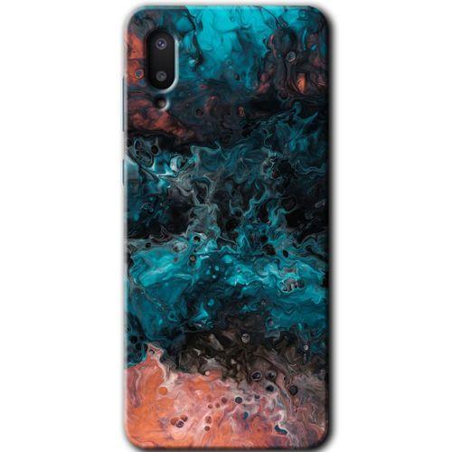 Galaxy A02 Kılıf HD Desen Baskılı Arka Kapak - Liquid Colorfull + Kırılmaz Cam