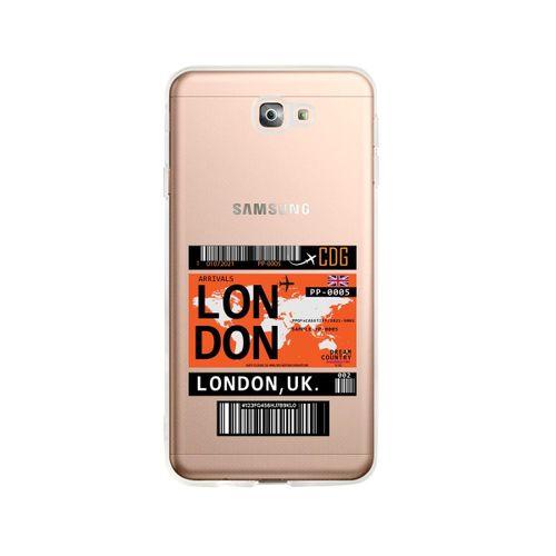 Samsung J7 Prime London Bilet Tasarımlı Premium Şeffaf Silikon Kılıf