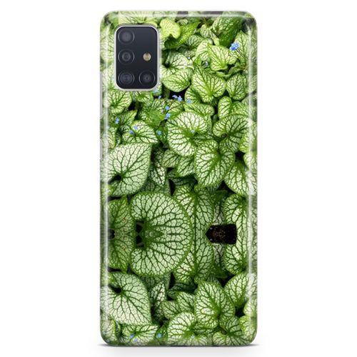 Samsung Galaxy A51 Kılıf Mavi Çiçekli Yapraklar Arka Kapak Koruma Desenli Full Koruyucu
