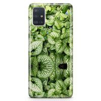 Samsung Galaxy A51 Kılıf Mavi Çiçekli Yapraklar Arka Kapak Koruma Desenli Full Koruyucu