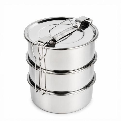 3 Katlı Çelik Sefer Tası 16 cm - Yemek Taşıma Kabı