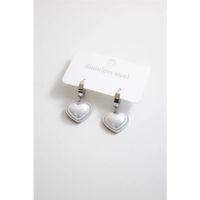 İncili Çelik Kalp Küpe - Gümüş