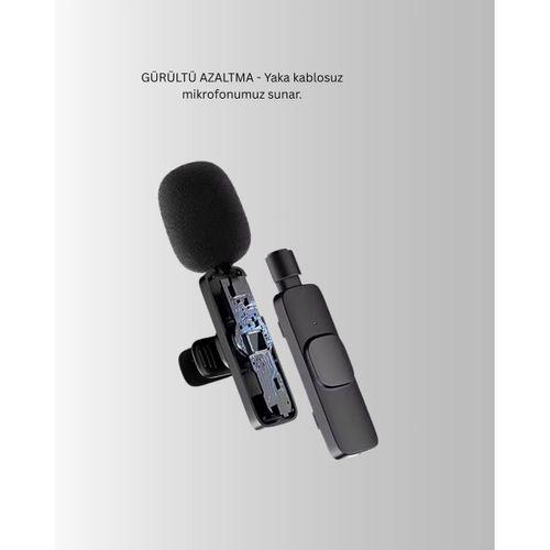 2’li Kablosuz Yaka Mikrofonu İphone İçin Profesyonel Video Ses