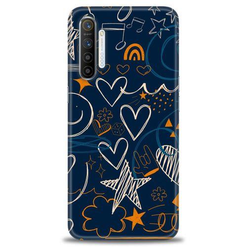 Realme XT Kılıf HD Baskılı Kılıf - Notalar ve Kalpler + Tam Ekran Koruyucu