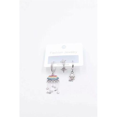 3'lü Bulut Küpe - Gümüş