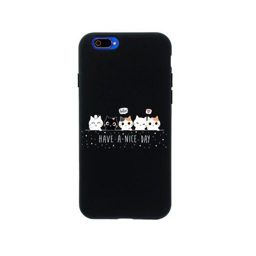 Oppo Realme C2 Şirin Kedicikler Premium Silikonlu Siyah Telefon Kılıfı