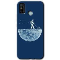 Tecno Spark 6 Go Kılıf HD Desen Baskılı Arka Kapak+Temperli Cam - Uzay İşçisi