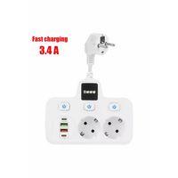 Vtn-503 Akım Korumalı Duvar Tipi Priz 2x Usb 2x Priz Typce 20w