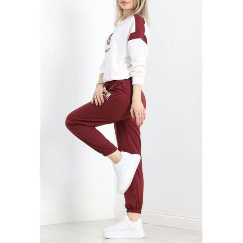 pilelistore Baskılı Eşofman Takımı Beyazbordo