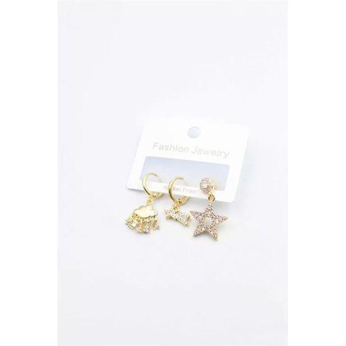 3'lü Yıldız Küpe - Altın