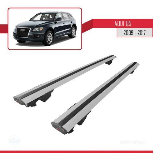Audi Q5 (8R) 2009-2017 Arası ile uyumlu HOOK Model Anahtar Kilitli Ara Atkı Tavan Barı GRİ
