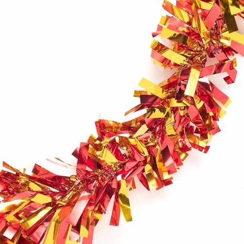 pilelistore Kırmızı Altın Renk 4 cm Genişlik Garland Çift Renk Sim Süs 180 cm