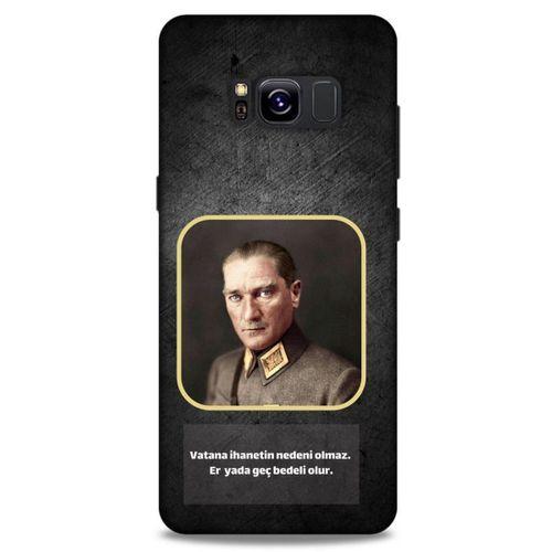 Samsung Galaxy S8 Kılıf Atatürk (3) Kapak Antrasit