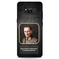Samsung Galaxy S8 Kılıf Atatürk (3) Kapak Antrasit