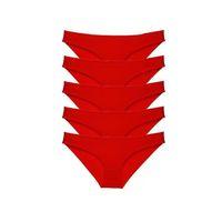 5 Adet Süper Eko Set Likralı Kadın Slip Külot Kırmızı