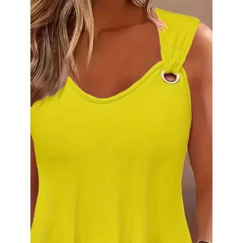 Kadın Askılı V Yaka Kuş Gözü Detaylı Viskon Bluz