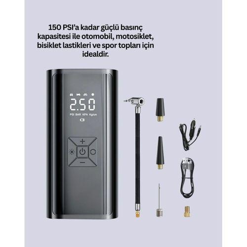 80w Kablosuz Dijital Ekranlı Taşınabilir Lastik Şişirme Pompası